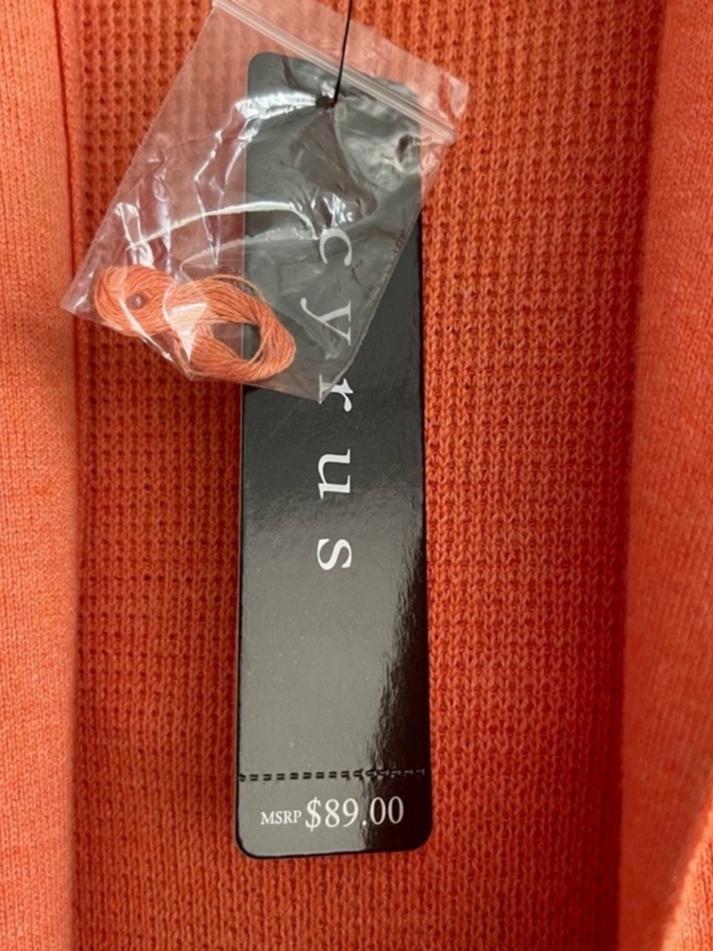 NEW Cyrus Hooded Cardigan Sweater Waffle Knit Pockets Melon Orange Size M - Picture 4 of 9